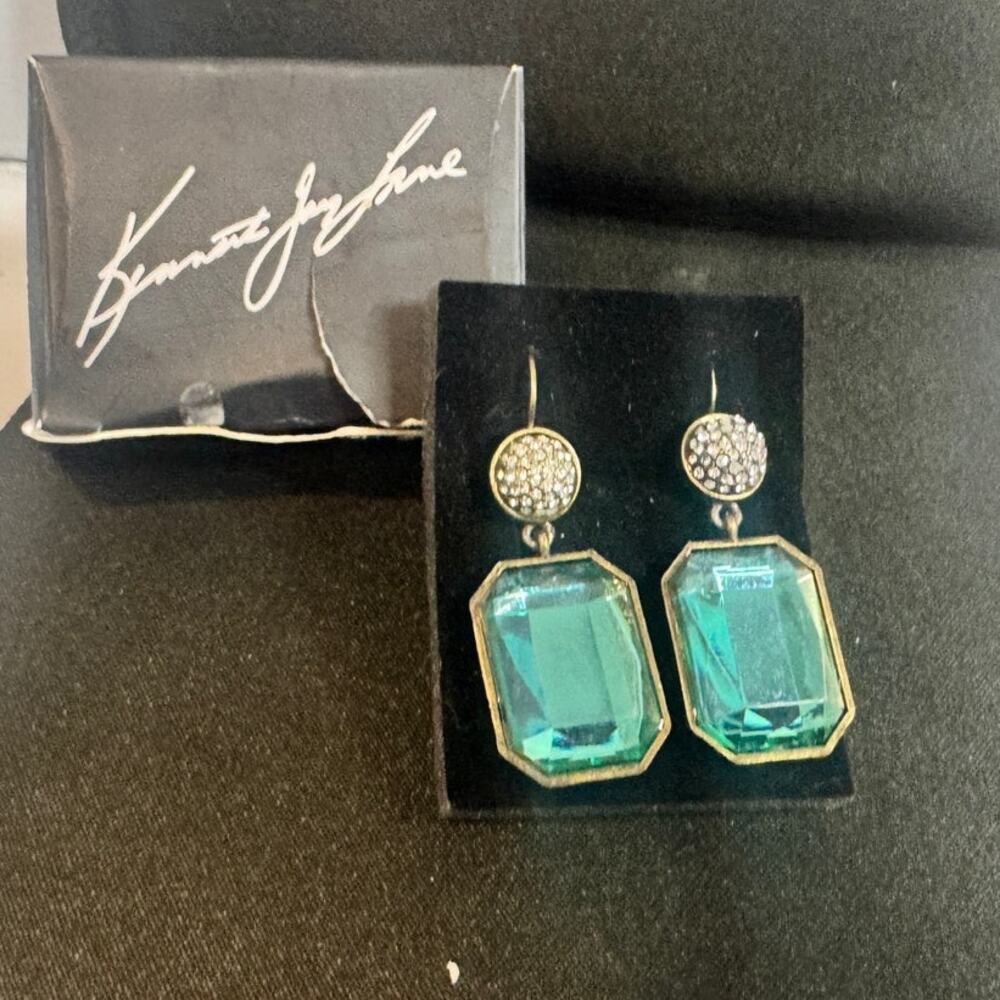 Kenneth Jay Lane Green Drop Earrings for Avon‎ NIB